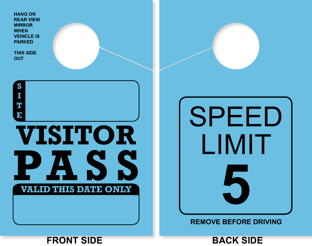 Campground / RV Park Visitor Pass Hang Tag | Speed Limit 5 | Blue 