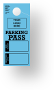 Customizable RV Parking Pass Hanging Mirror Tag | Blue 