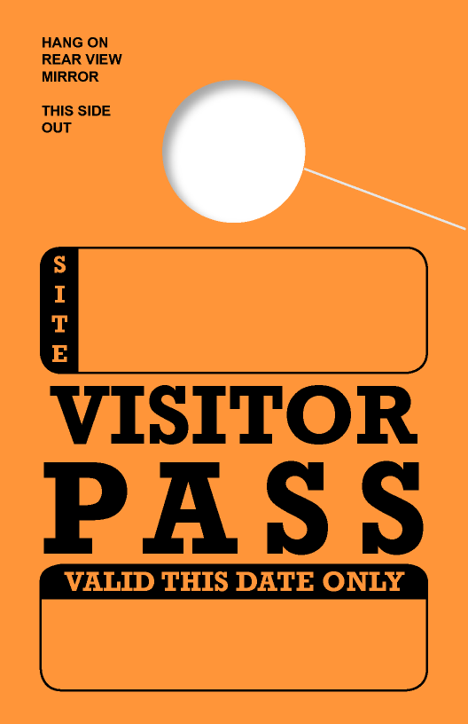 In Stock Visitor Pass Hang Tag | Orange 