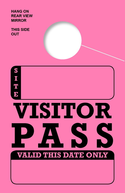In Stock Visitor Pass Hang Tag | Pink 