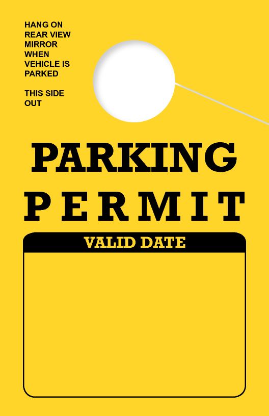 Visitor Yellow Parking Permit - Write-on - Car Permit Parking Tag