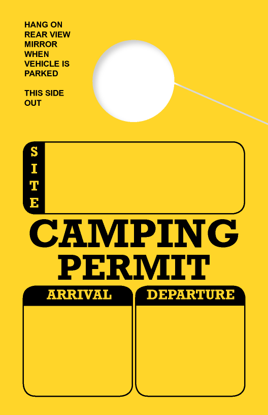 Universal Arrival/Departure Camping Permit Hanging Mirror Tag | Bright-Yellow 