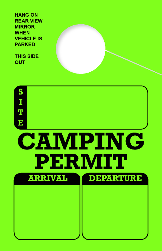 Universal Arrival/Departure Camping Permit Hanging Mirror Tag | Green 