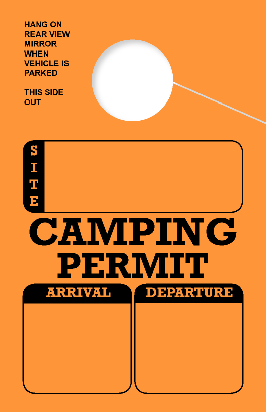 Universal Arrival/Departure Camping Permit Hanging Mirror Tag | Orange 
