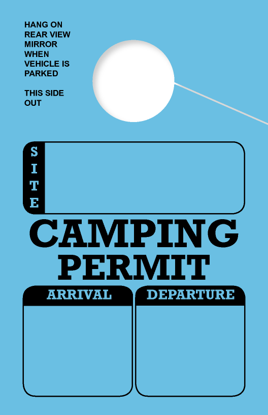 Universal Arrival/Departure Camping Permit Hanging Mirror Tag | Blue 