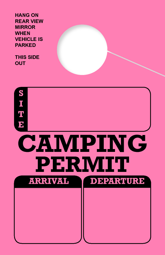 Universal Arrival/Departure Camping Permit Hanging Mirror Tag | Pink 