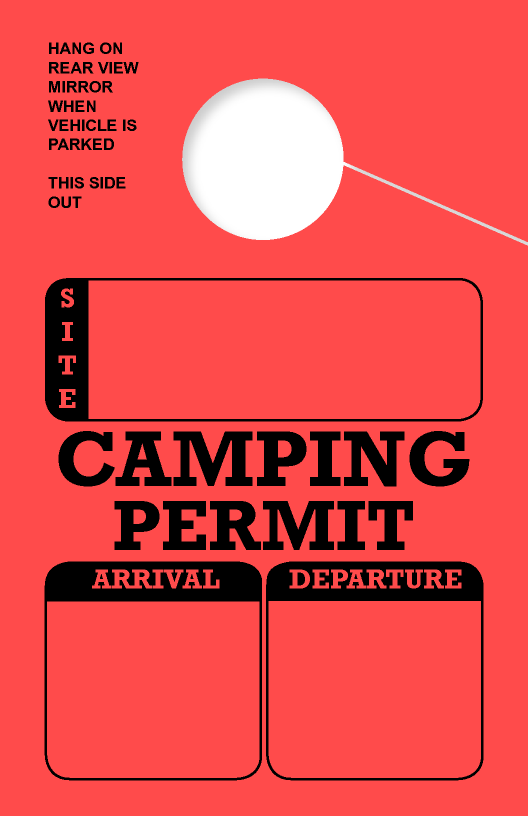 Universal Arrival/Departure Camping Permit Hanging Mirror Tag | Red 