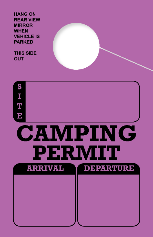 Universal Arrival/Departure Camping Permit Hanging Mirror Tag | Purple 