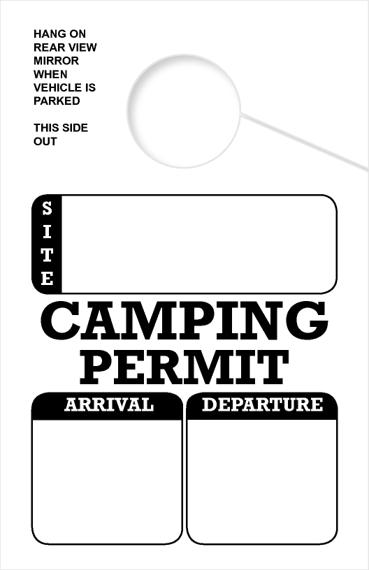 Universal Arrival/Departure Camping Permit Hanging Mirror Tag | White 