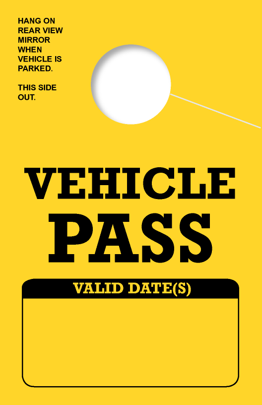 In Stock Vehicle Pass Hang Tag | Bright-Yellow 