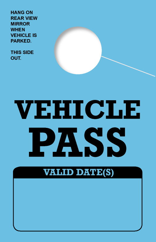 In Stock Vehicle Pass Hang Tag | Blue 