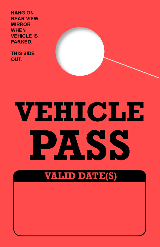 In Stock Vehicle Pass Hang Tag | Red 