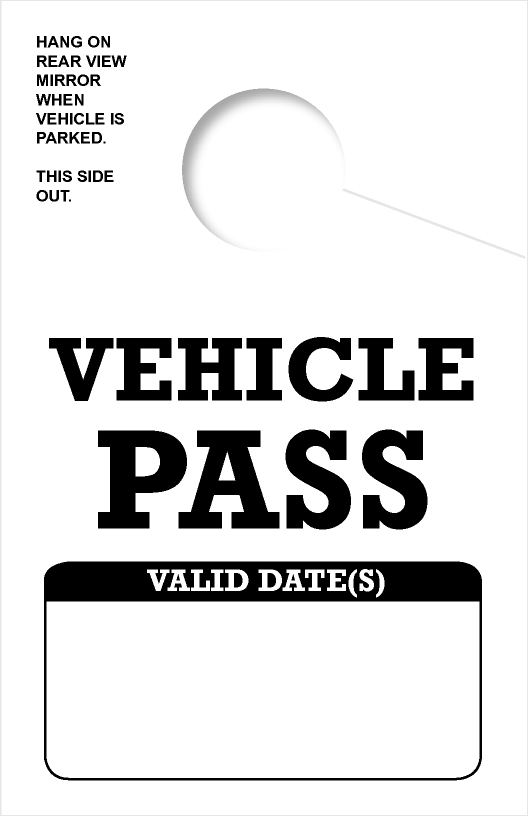 In Stock Vehicle Pass Hang Tag | White 
