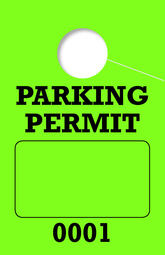 Consecutively Numbered 1 Sided Parking Permit Hang Tag
