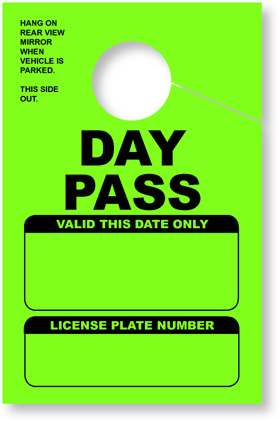 Daily Park Pass With License Plate Box | Green 