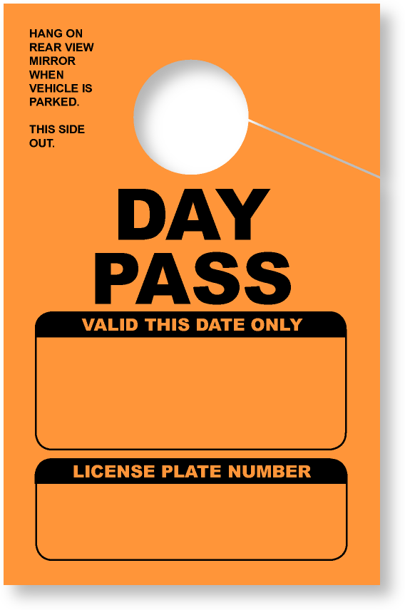 Daily Park Pass With License Plate Box | Orange 