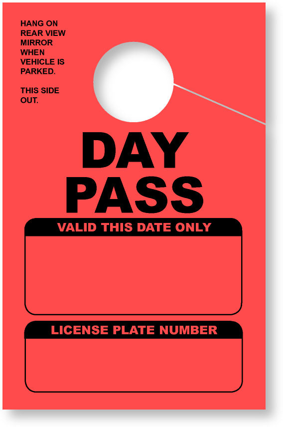 Daily Park Pass With License Plate Box | Red 