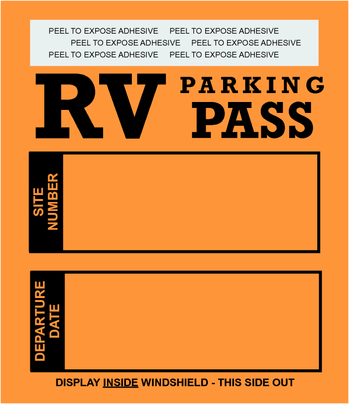 RV Parking Permit | Self Adhesive | Orange 