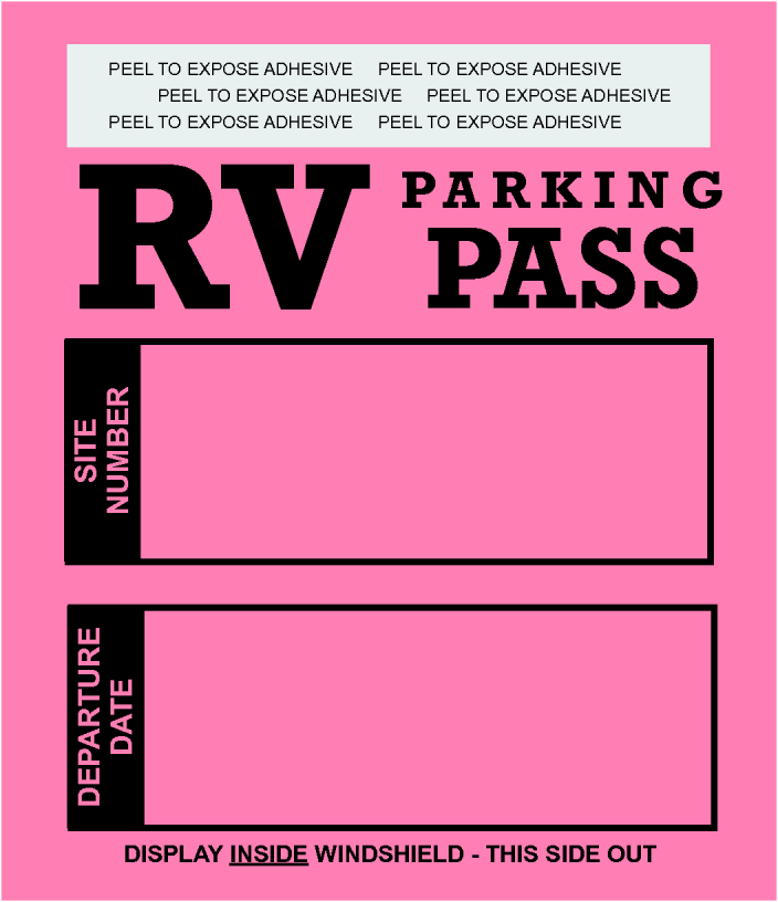 RV Parking Permit | Self Adhesive | Pink 