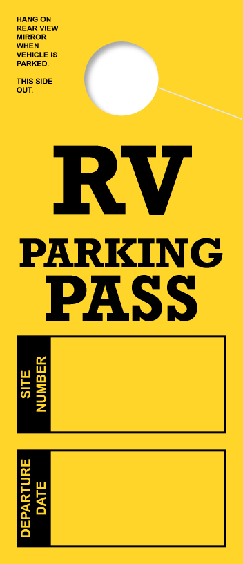 RV Parking Pass Hanging Mirror Tag | Bright-Yellow 