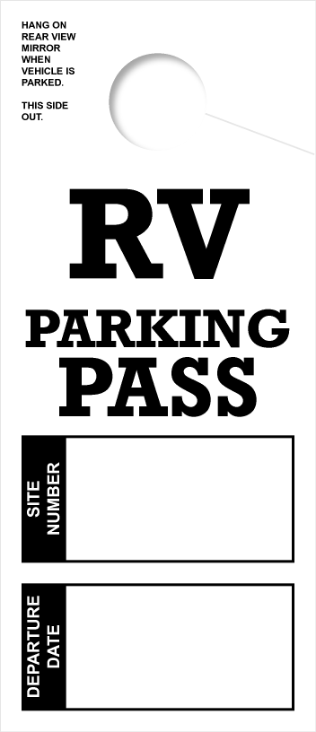 RV Parking Pass Hanging Mirror Tag | White 