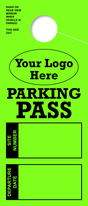 Customizable RV Parking Pass Hanging Mirror Tag | Green 