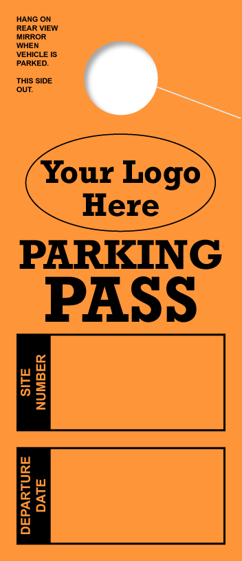 Customizable RV Parking Pass Hanging Mirror Tag | Orange 