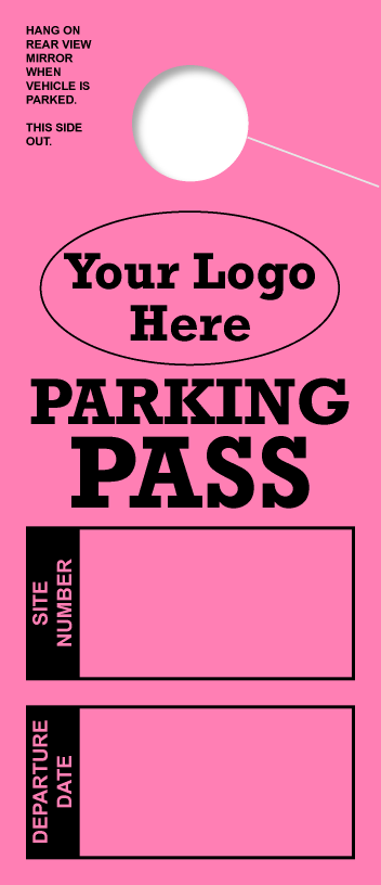 Customizable RV Parking Pass Hanging Mirror Tag | Pink 