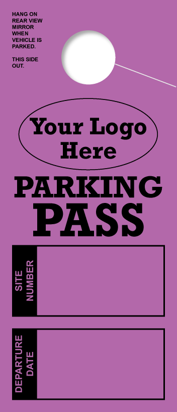 Customizable RV Parking Pass Hanging Mirror Tag | Purple 