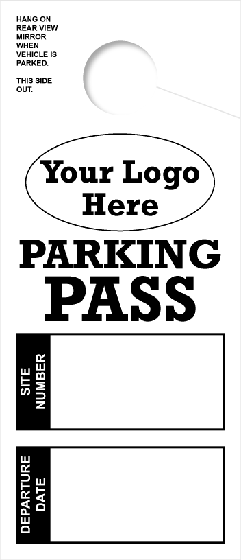 Customizable RV Parking Pass Hanging Mirror Tag | White 