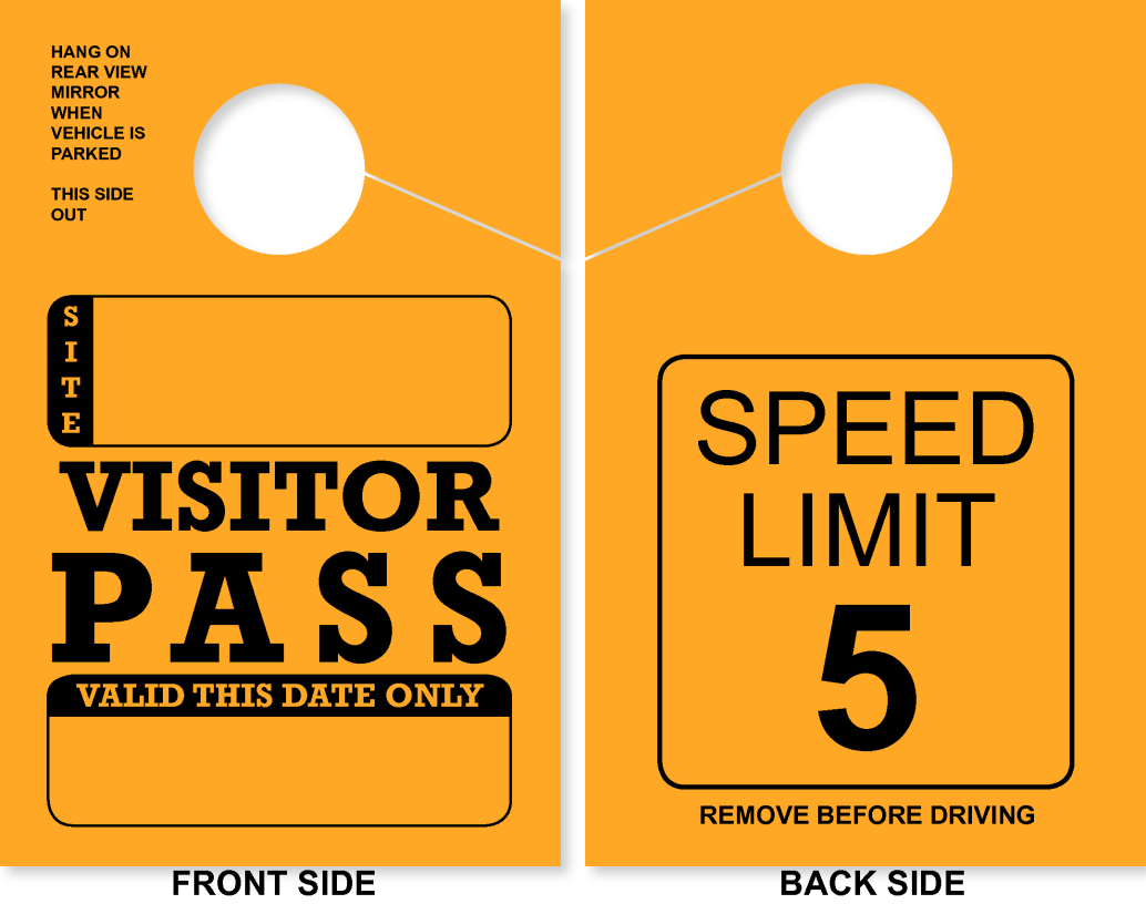 Campground / RV Park Visitor Pass Hang Tag | Speed Limit 5 | Gold 