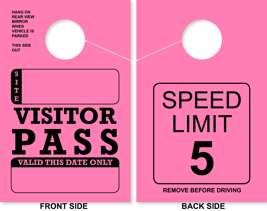 Campground / RV Park Visitor Pass Hang Tag | Speed Limit 5 | Pink 