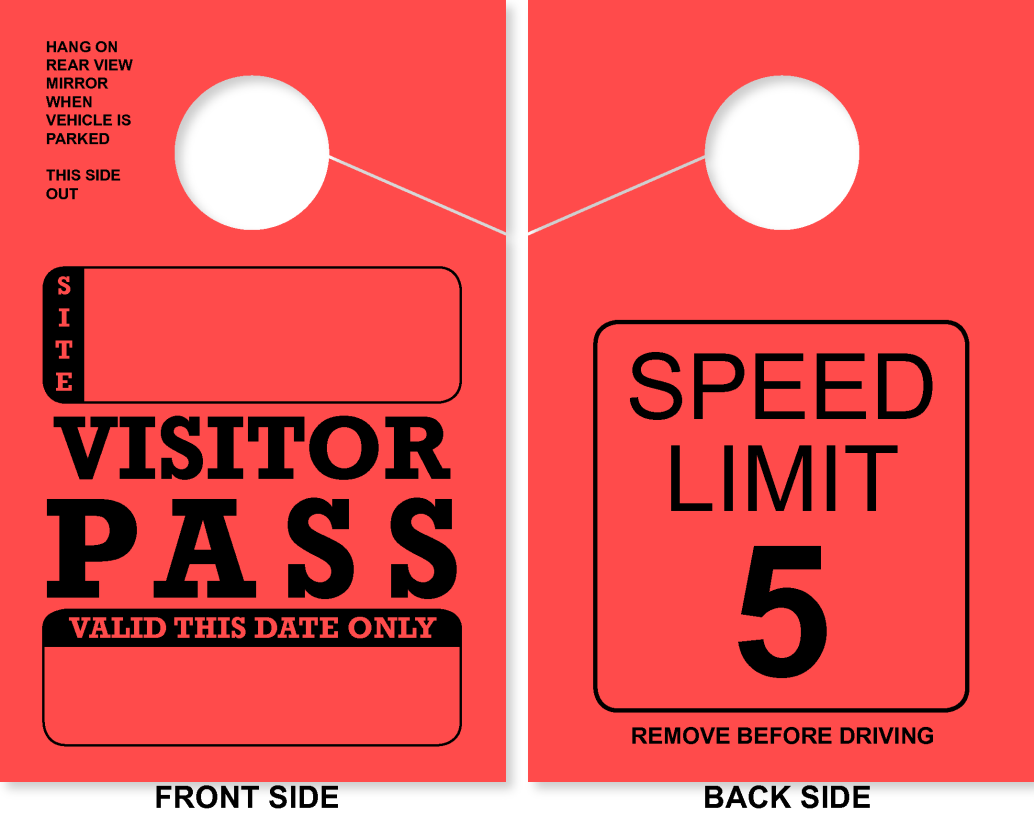 Campground / RV Park Visitor Pass Hang Tag | Speed Limit 5 | Red 