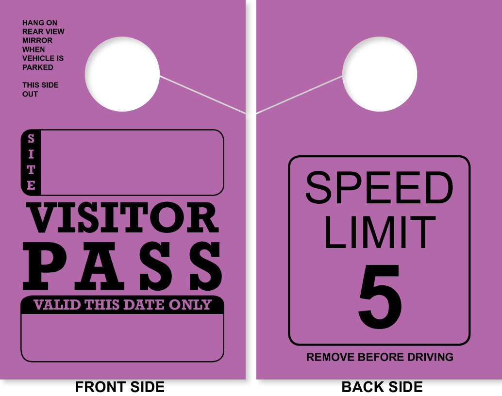 Campground / RV Park Visitor Pass Hang Tag | Speed Limit 5 | Purple 