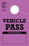In Stock Vehicle Pass Hang Tag | Purple 
