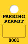 Consecutively Numbered 1 Sided Parking Permit Hang Tag | Bright-Yellow 