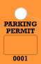 Consecutively Numbered 1 Sided Parking Permit Hang Tag | Orange 