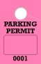 Consecutively Numbered 1 Sided Parking Permit Hang Tag | Pink 