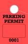 Consecutively Numbered 1 Sided Parking Permit Hang Tag | Red 