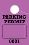 Consecutively Numbered 1 Sided Parking Permit Hang Tag | Purple 