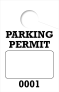 Consecutively Numbered 1 Sided Parking Permit Hang Tag | White 