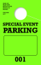 Consecutively Numbered Special Event Parking Permit Hang Tag | Green 
