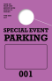 Consecutively Numbered Special Event Parking Permit Hang Tag | Purple 