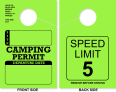 Campground/RV Park Camping Permit Hang Tag | Speed Limit 5 | Green 