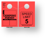 Campground Arrival/Departure Camping Permit Hang Tag | Speed Limit 5 